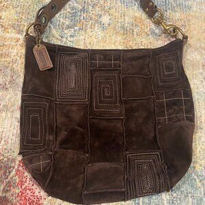 Coach Shoulder Bag 10409 - Suede Leather Mosaic Patchwork Duffle